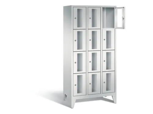 Lockerkast 1850x900x500mm 3x4 vakken Cilinderslot Poten, RAL7035