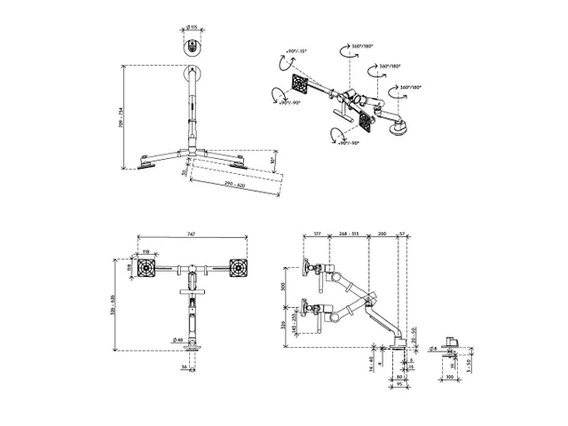 Viewgo pro monitorarm bureau 640 Wit 2 schermen