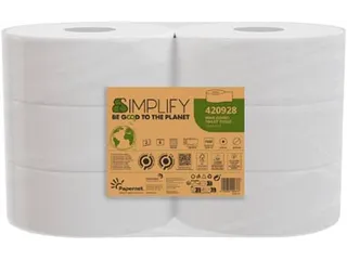 Toiletpapier Simplify Maxi Jumbo 2-laags 1305 vellen, pak van 6 rollen - 1