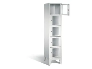 Lockerkast 1850x420x500mm 1x5 vakken Cilinderslot Poten, RAL7035 - 1
