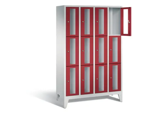 lockerkast 1850x1190x500mm 4x3 vakken Cilinderslot Poten, RAL3003