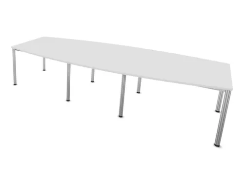 vergadertafel HxBxD 74x320x140cm vatvormig Bl-wit Alu 4voeten