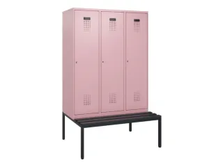 locker met bank,HxBxD 1950x1200x815mm,3vak,vak B 400mm,cilinderslot - 1