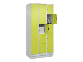 lockerkast,HxBxD 1950x900x500mm,3x5vakken,vak B 300mm,cil.-slot,sokkel - 1