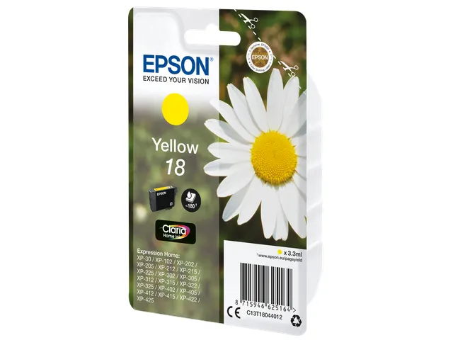 Epson 18 (T1804) inktcartridge geel (origineel) C13T18044022