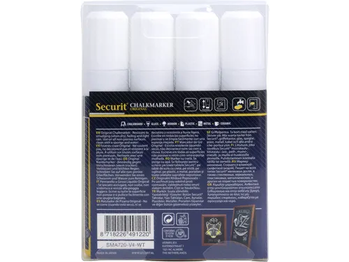 Krijtstift Securit Sma-720 Blokpunt 7-15mm Wit 4 Stuks