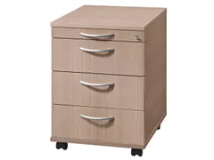 Mobiel Ladenblok Notenhout 590x430x580mm Pennenlade 3laden Beugelgreep