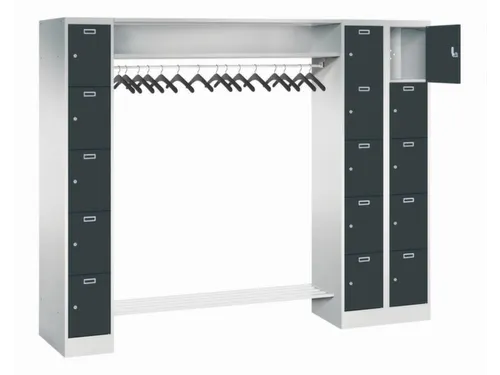 personeelsgarderobe cil.slot 1950x2250x500mm 3x5 vakken 300mm RAL7016