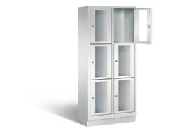 Lockerkast 1800x810x500mm 2x3 vakken Cilinderslot, Sokkel, RAL7035