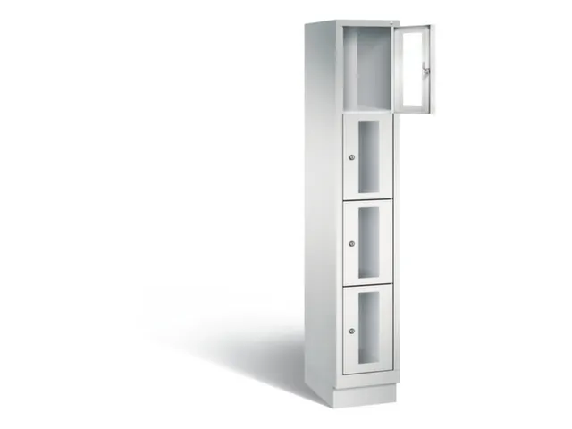 Lockerkast 1800x320x500mm 1x4 vakken Cilinderslot, Sokkel, RAL7035