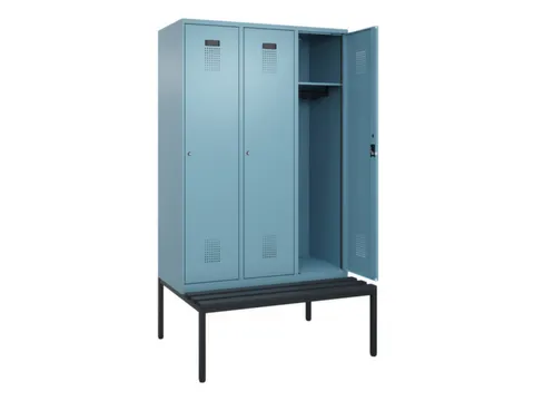 locker met bank,HxBxD 2120x1200x815mm,3vak,vak B 400mm,cilinderslot