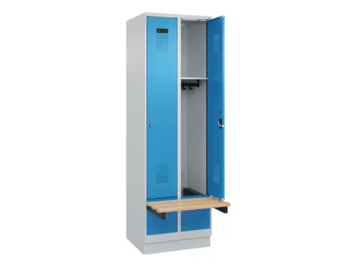 locker met bank,HxBxD 1950x600x815mm,2vak,vak B 300mm,cilinderslot