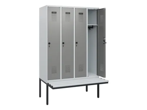 locker met bank,HxBxD 1950x1200x815mm,4vak,vak B 300mm,draaigrendel