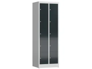 Lockerkast 1800x590x500mm 2x5 vakken cilinderslot, sokkel, RAL7016 - 1