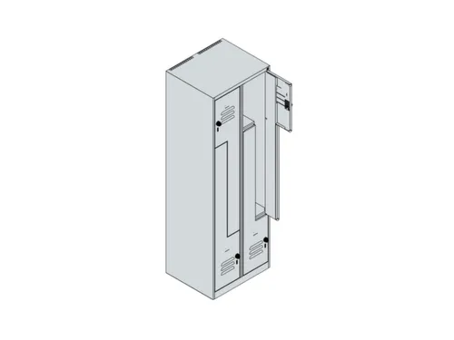 Z-garderobekast,HxBxD 1850x600x500mm,vak B 150/300mm,draaigrendel