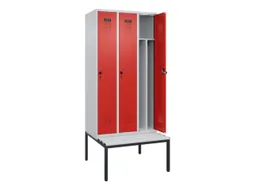 locker met bank,voor scheiding van kleding,HxBxD 2120x900x815mm,3vak