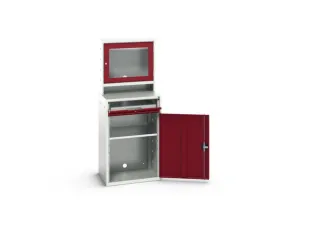 pc-kast monitorvak 1650x650x550mm toetsenbordblad RAL7035+RAL3004 - 2