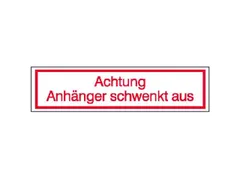 aanwijzingsbord,Let op Aanhangwagen zwenkt uit,PVC,rood/wit