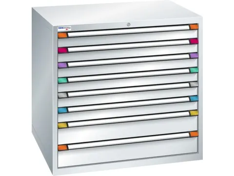 ladekast HxBxD 1000x1005x695mm 8 laden RAL7035 front RAL7035