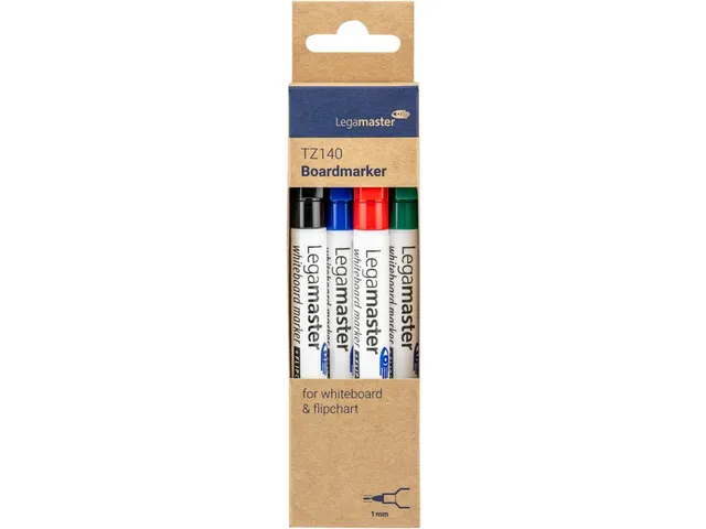Viltstift Legamaster TZ 140 whiteboard rond 1mm assorti blister à 4 s