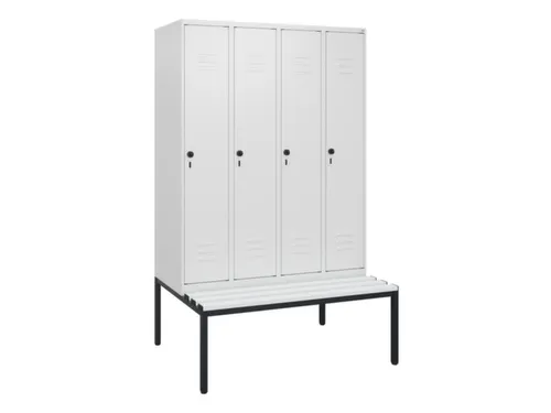 locker met bank,HxBxD 1950x1200x815mm,4vak,vak B 300mm,draaigrendel