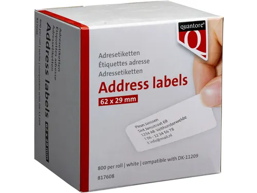 Labeletiket Quantore DK-11209 29x62mm adres wit