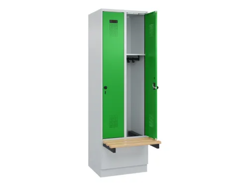 locker met bank,HxBxD 1950x600x815mm,2vak,vak B 300mm,draaigrendel