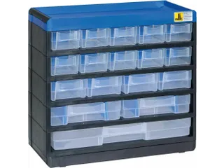 magazijnkast HxBxD 285x300x135mm 17laden behuizing zwart/blauw - 1