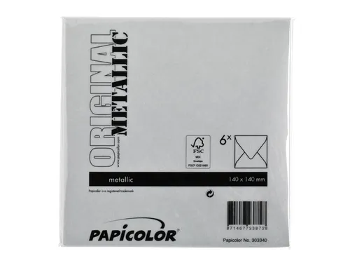 Envelop Papicolor 140x140mm Zilver Gegomd pak à 6 stuks