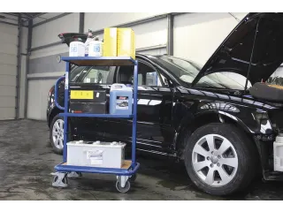 Bijzetwagen 200kg Eurobakken Met 3 Etages Hout Vast 820x455mm Ral5010 - 3
