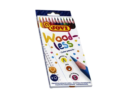 Kleurpotloden Jovi houtvrij assorti etui à 12 stuks