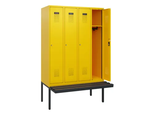 locker met bank,HxBxD 1950x1200x815mm,4vak,vak B 300mm,cilinderslot