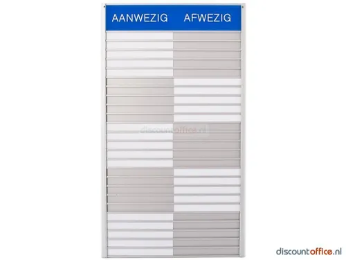 In-uit Bord 25 Namen Aluminium Aan/afwezigheidsbord