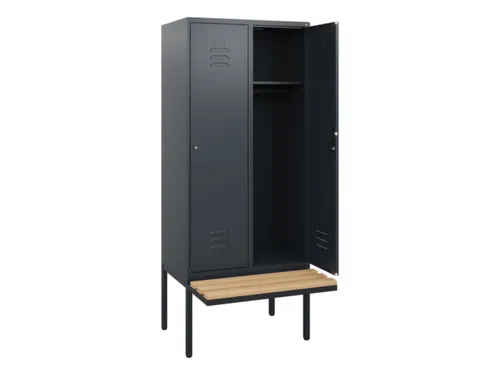 locker met bank,HxBxD 1950x800x815mm,2vak,vak B 400mm,cil.-slot