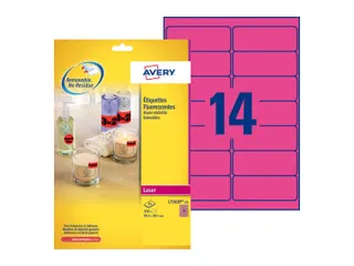 Etiket Avery L7363P-25 99.1x38.1mm Neon Roze 350 Stuks - 1