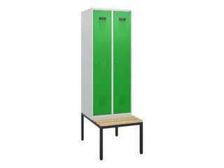 locker met bank,HxBxD 1950x600x815mm,2vak,vak B 300mm,cilinderslot - 2