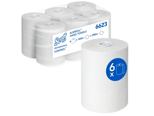 Handdoekrol Scott Slimroll 1-laags 165m wit 6623