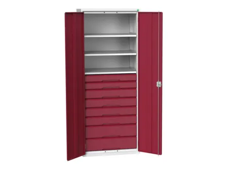 universele kast,HxBxD 2000x800x550mm,3xStalen bodem,8lade(n)