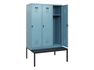 locker met bank,HxBxD 1950x1200x815mm,3vak,vak B 400mm,draaigrendel - 1