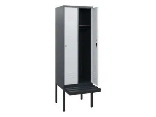 locker met bank,HxBxD 1950x600x815mm,2vak,vak B 300mm,cil.-slot