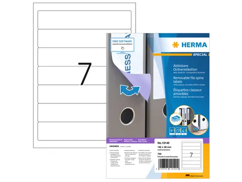 HERMA 10140 Rugetiket smal A4 192x38mm Verwijderbaar Wit 700 stuks