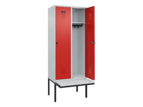 locker met bank,HxBxD 2120x800x815mm,2vak,vak B 400mm,draaigrendel