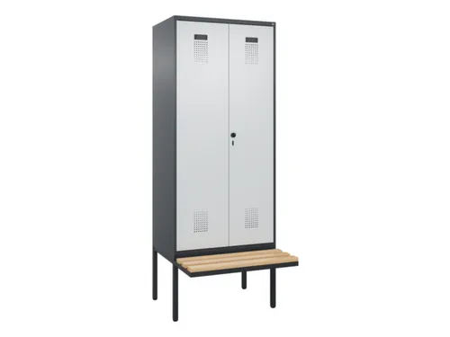 PBM-locker met bank,HxBxD 2120x800x815mm,2vak,vak B 400mm,draaigrendel