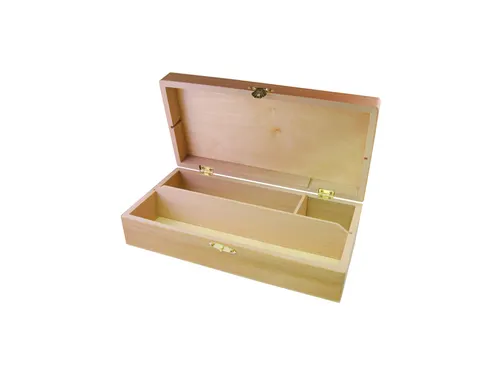 Tekendoos 25x12.5x6.5cm 3 vakken beukenhout