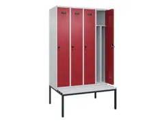 locker met bank,voor scheiding van kleding,HxBxD 2120x1200x815mm,4vak