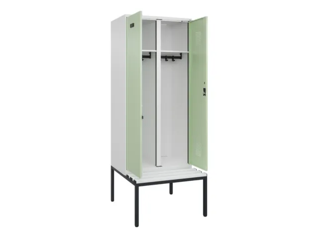 locker met bank,voor scheiding van kleding,HxBxD 2120x800x815mm,2vak