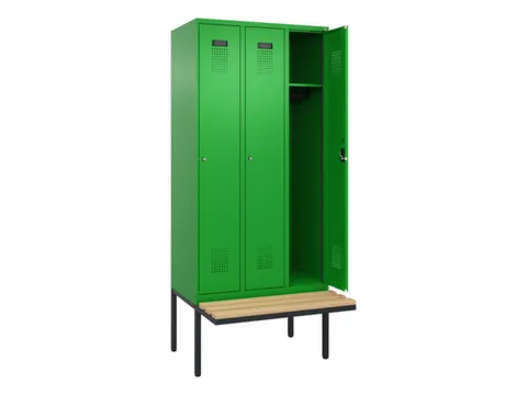 locker met bank,HxBxD 2120x900x815mm,3vak,vak B 300mm,cilinderslot