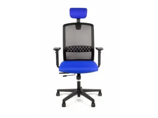 Bureaustoel EN1335 Linea Tekna 01/PT zwart/blauw met Hoofdsteun - 2