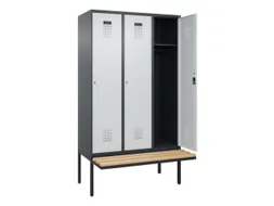locker met bank,HxBxD 2120x1200x815mm,3vak,vak B 400mm,cilinderslot