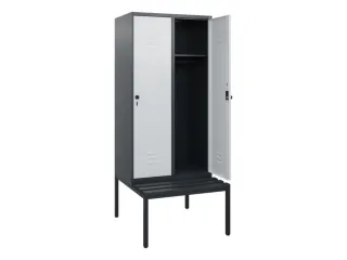 locker met bank,HxBxD 1950x800x815mm,2vak,vak B 400mm,draaigrendel - 2